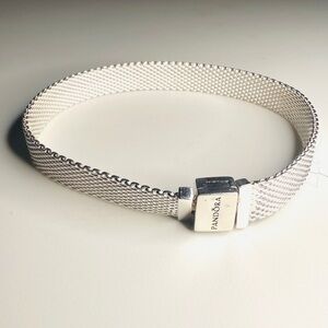 NWOT Pandora Reflexions Mesh Bracelet - Sterling Silver S925 ALE 6.3”